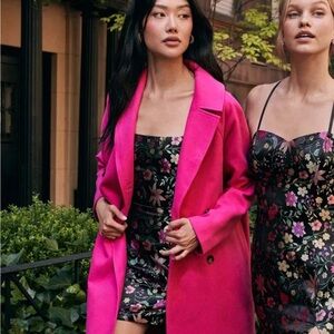 Lulus Iconic Entrance Hot Pink Double Breasted Coat